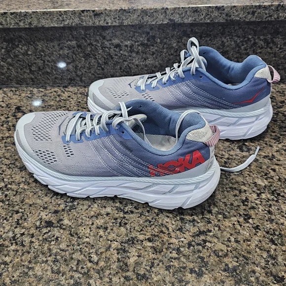 Hoka One One Women's Clifton 6 - Blue, Gray, and Red Accents - Picture 5 of 6